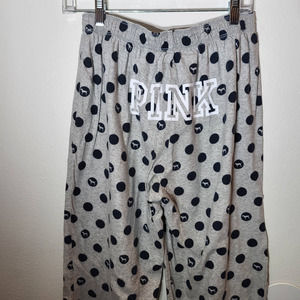 PINK Lounge PJ Sleep Pants Size Small Dogs Grey Blue polka Dots